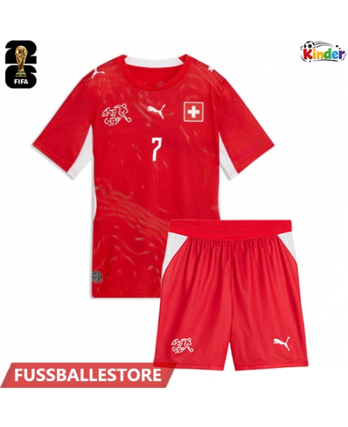 Günstige Schweiz Breel Embolo #7 Heimtrikotsatz Kinder WM 2026 Kurzarm (+ Kurze Hosen)
